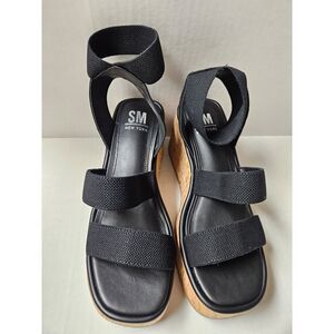 Womens SM New York Violet Strappy Wedge Sandals Size 8